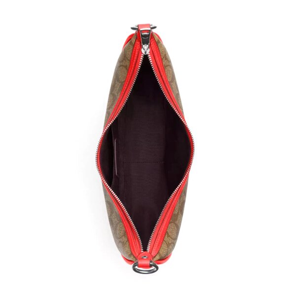 New Coach CR283 Aria Shoulder bag Logo Signature Khaki / Miami Red - Picture 5 of 7